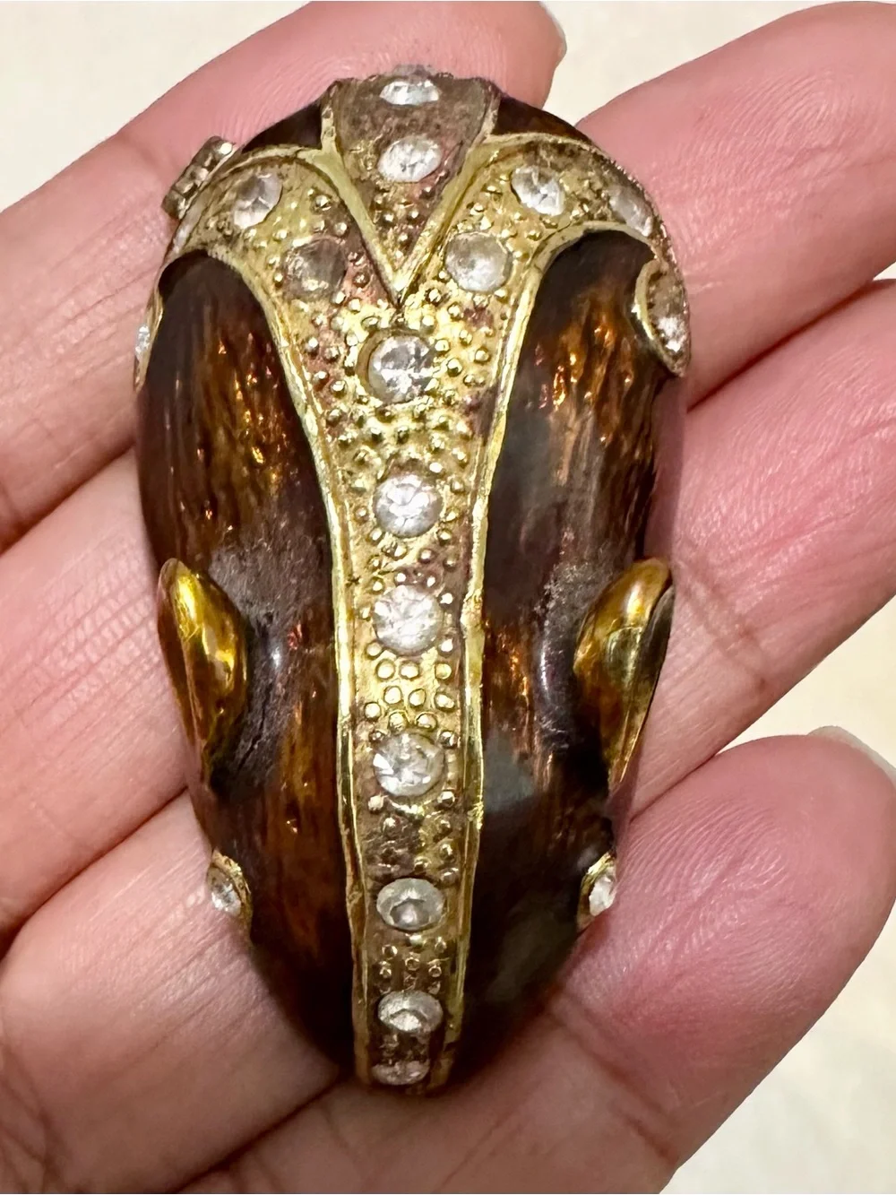 Vintage Enameled Mouse Trinket Box Lid Only Replacement Parts Missing Base As Is